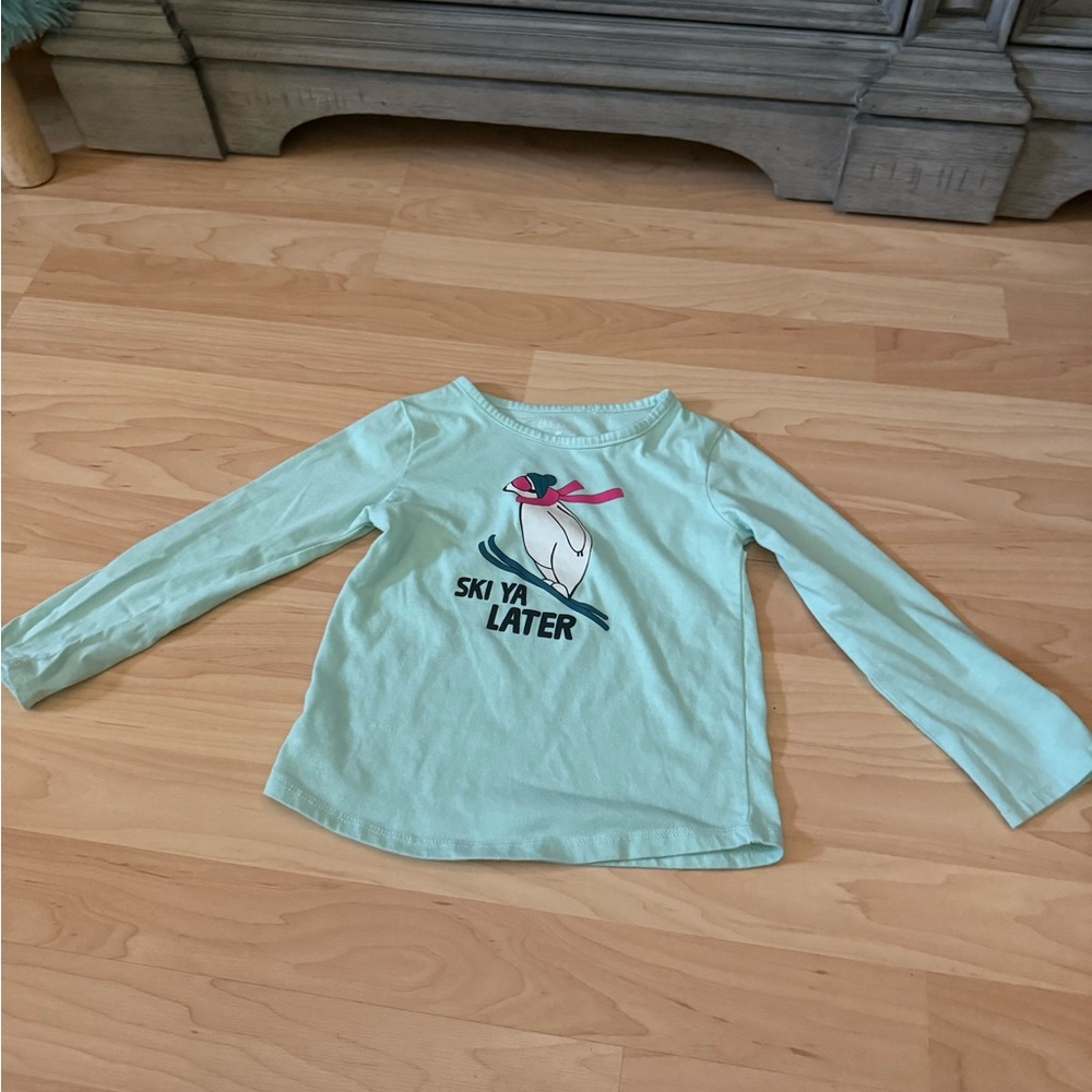 Pre-Owned 4T! Okie Dokie Light Blue Penguin Long Sleeve Shirt